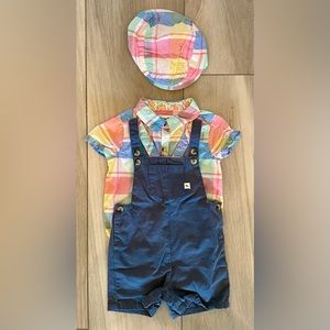 Tommy Bahama Easter matching set with overalls and Ivy Cap - size 12-18mo